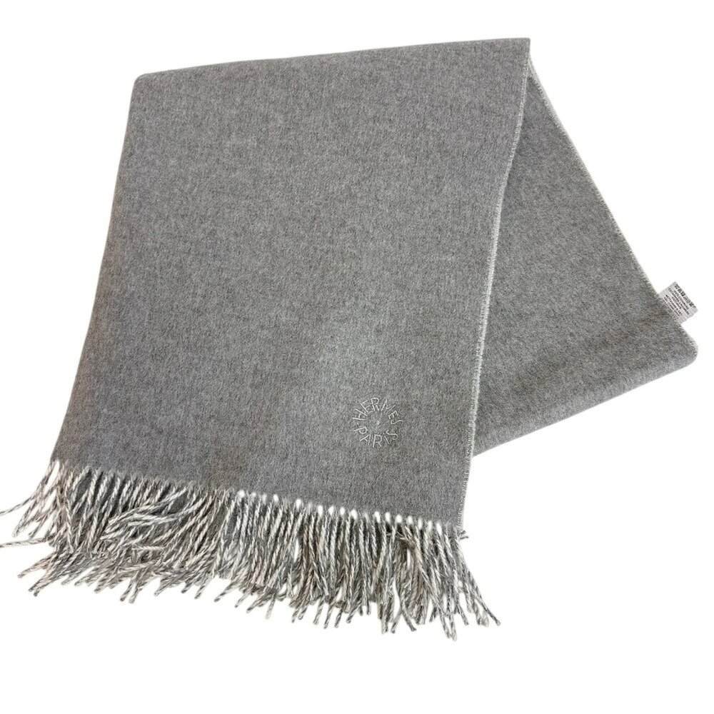 HERMES Double-faced Large Stole, 2023 Model, Scarf, Gray